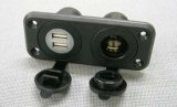 USBポート/シガーソケット/電圧計 USB2ポート&シガーソケット＆２つ穴パネル