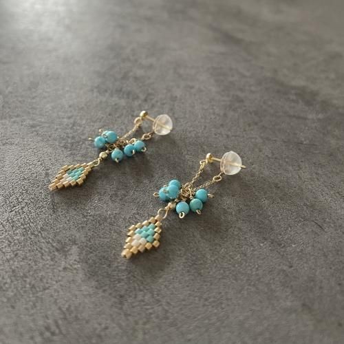 K10×Beads ひし形ピアス ターコイズ - warm warm*ワムワム*
