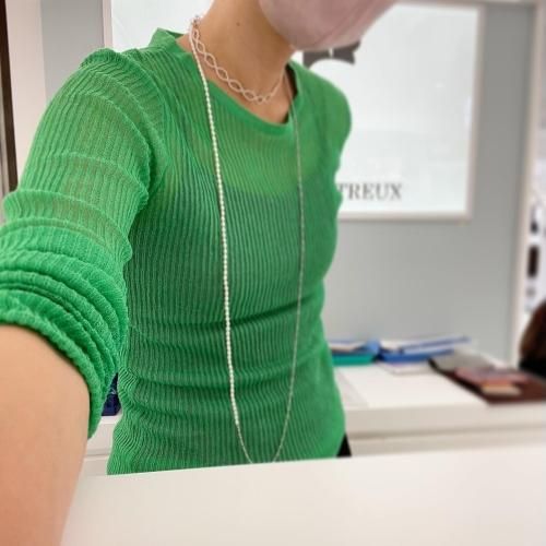 SENT オレンジアクセントのビーズネックレス カラービーズネックレス オレンジ - warm warm*ワムワム*