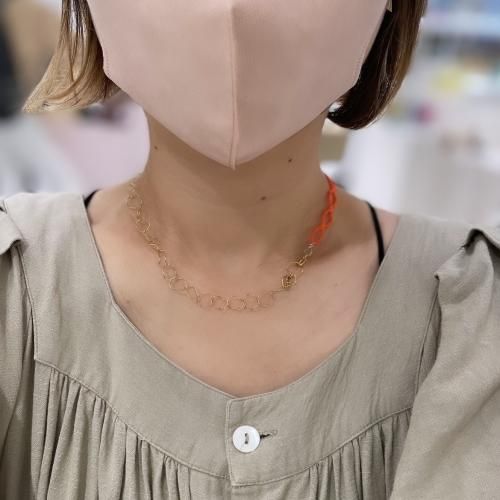 カラービーズネックレス オレンジ - warm warm*ワムワム*