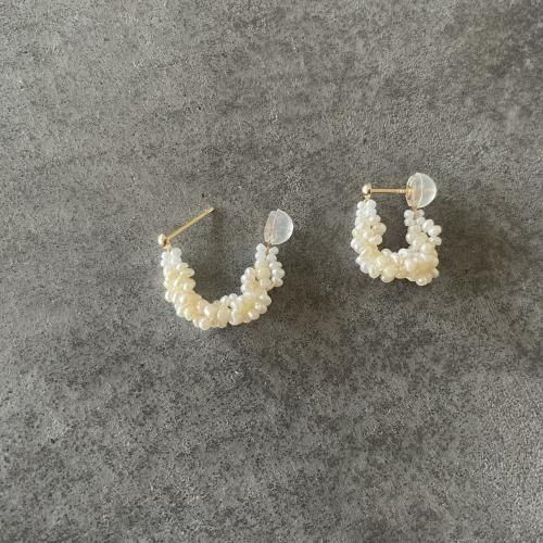 K10 淡水パール スパイラルミニフープピアス ホワイト - warm warm