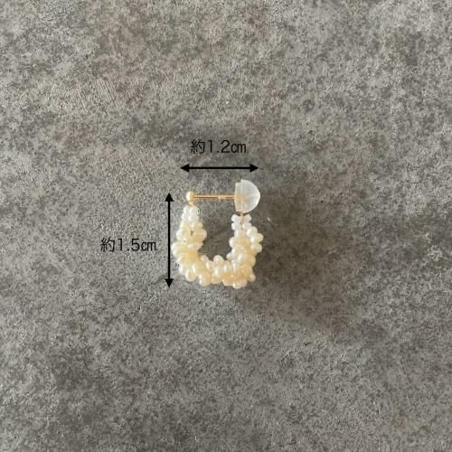 K10 淡水パール スパイラルミニフープピアス ホワイト - warm warm