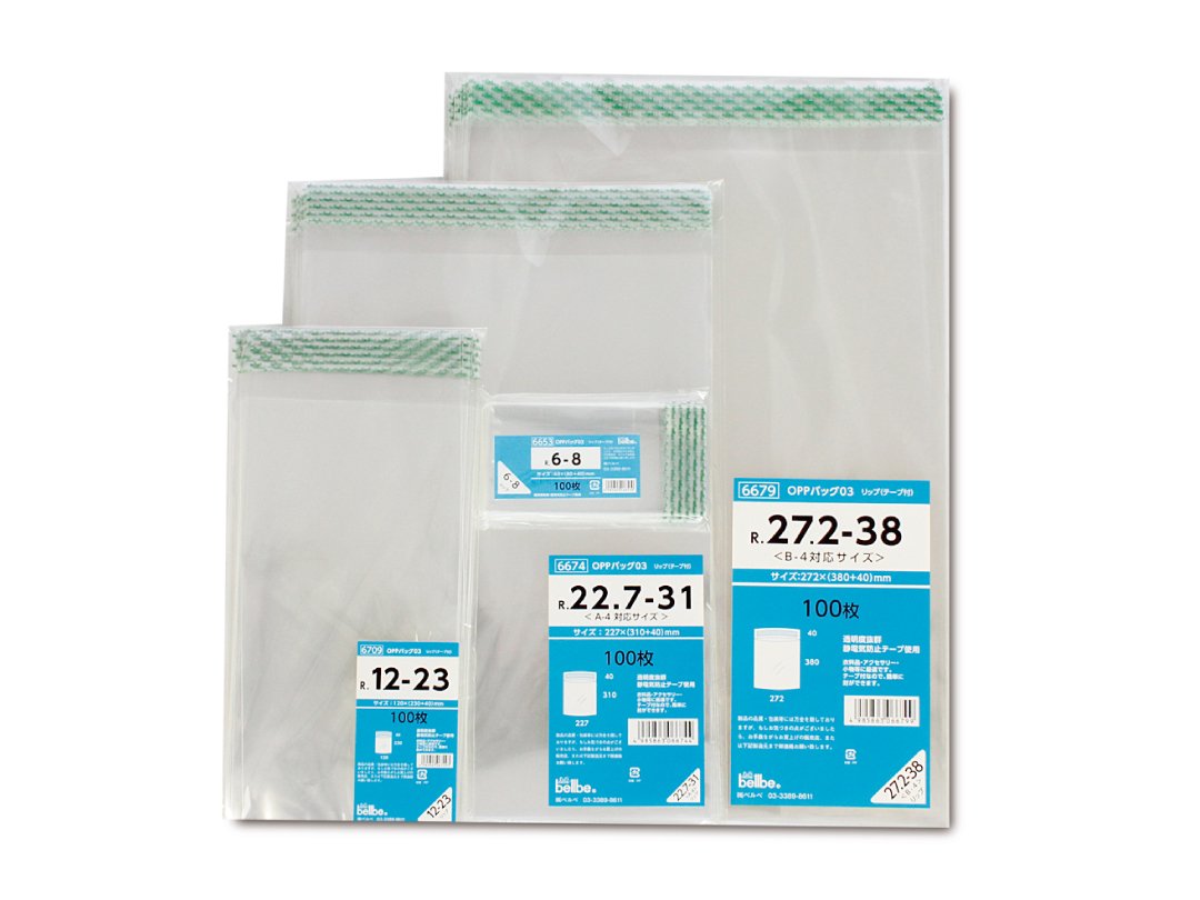 OPP袋03（シール付）　R12.5-23　1,000枚入 - PACK MART by bellbe　紙袋とラッピングのパックマート 公式通販サイト