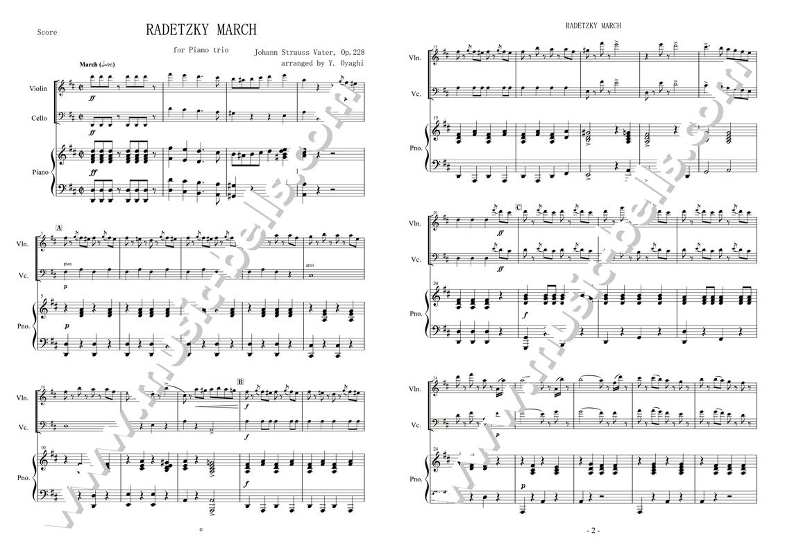 シュトラウス ラデツキー行進曲 オーケストラパート譜 スコア - 器材