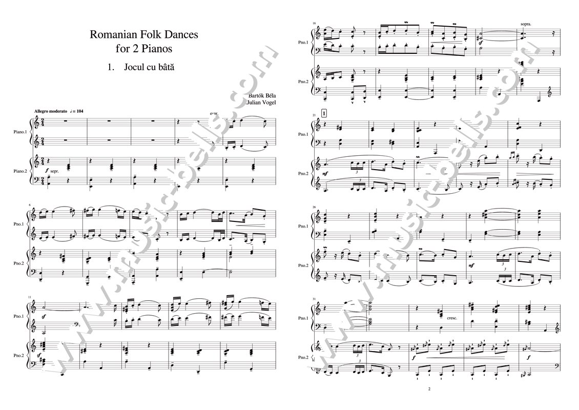 バルトーク 子供のために Ⅰ〜Ⅱ ブダペスト版 ピアノ楽譜 - 器材
