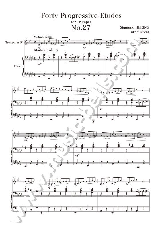 S.ヘリング　《40の練習曲》より第27番　トランペットとピアノ伴奏（野間裕史編） - 楽譜出版社 《ミュージック・ベルズ》 Music Bells  Publishing
