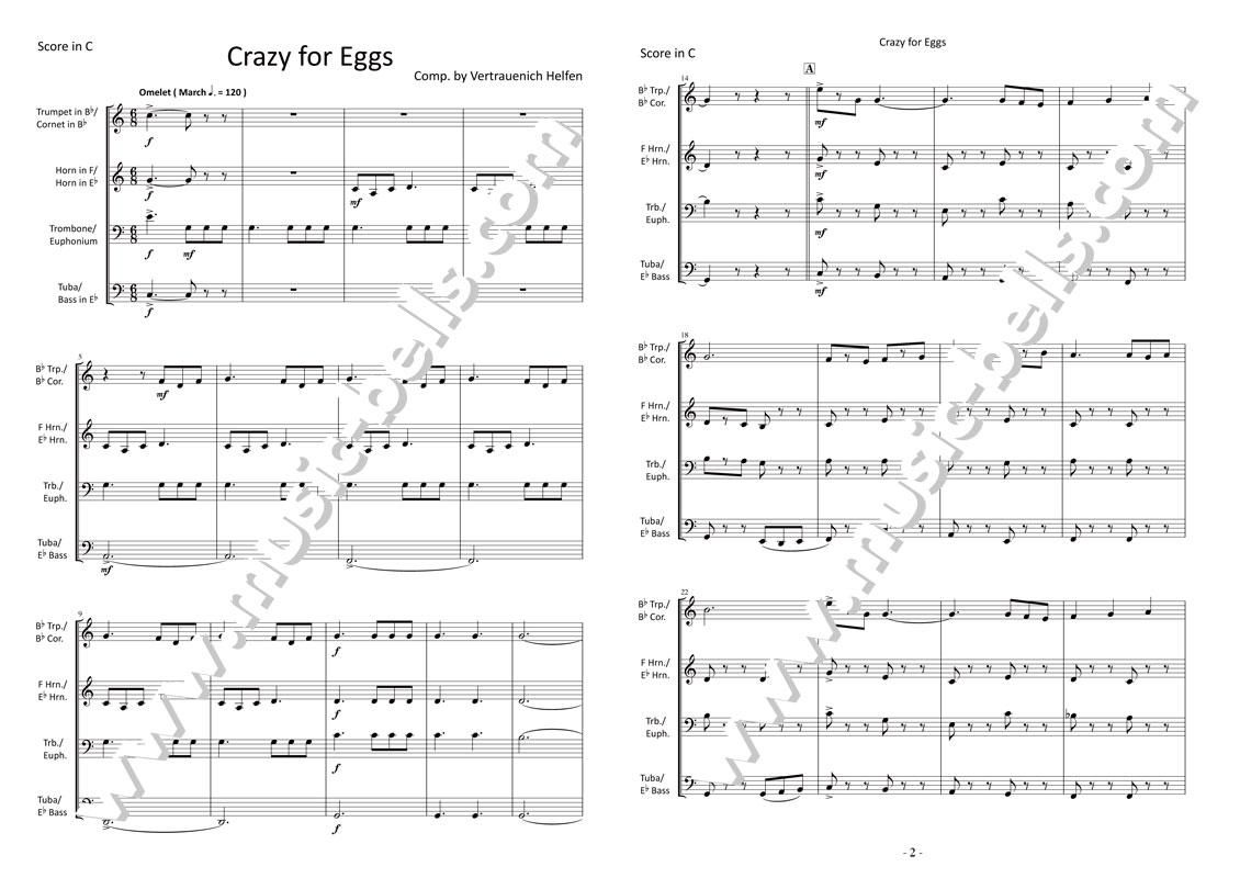 ダッフィー　楽譜作成 Vertrauenich Helfen 「タマゴに夢中（Crazy for Eggs）」 金管
