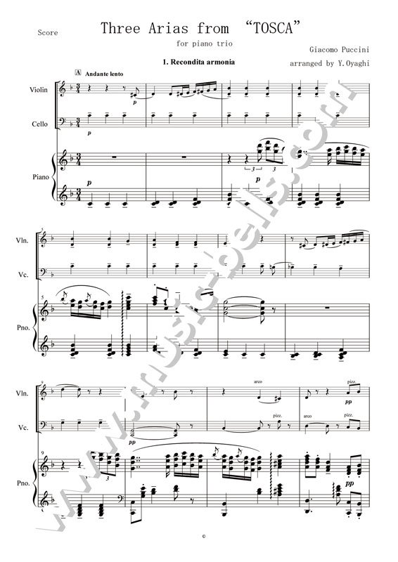 公式サイト 吹奏楽楽譜 歌劇トスカ第1幕より2、3 楽譜/スコア 