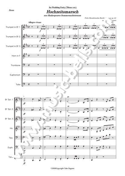 メンデルスゾーン 結婚行進曲 Short Ver 真夏の夜の夢 より 金管七重奏 Take Nagano編 楽譜出版社 ミュージック ベルズ Music Bells Publishing メンデルスゾーン 結婚行進曲 Short Ver 真夏の夜の夢 より 金管七重奏 Take Nagano編 楽譜出版社 ミュージック ベルズ Music Bells Publishing