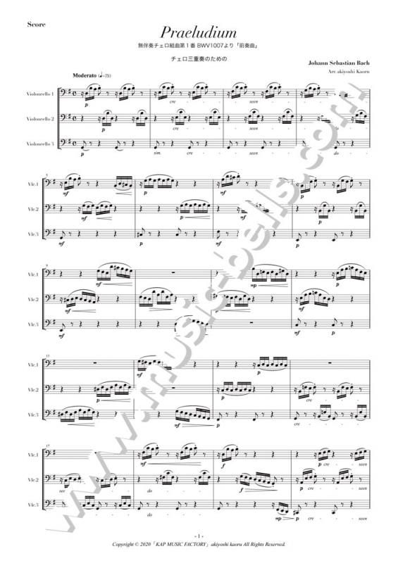 J.S.バッハ 無伴奏チェロ組曲第1番 BWV.1007より「プレリュード