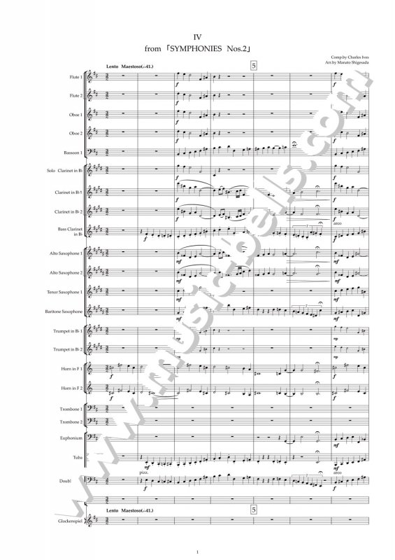 C.アイヴス　交響曲第２番　第４楽章　小編成吹奏楽版（繁定 茉名音編） - 楽譜出版社 《ミュージック・ベルズ》 Music Bells  Publishing