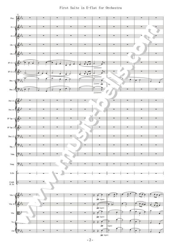 ホルスト 吹奏楽のための第1組曲 変ホ長調 管弦楽／新