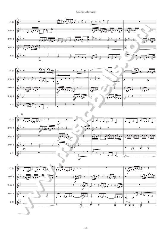 J.S.バッハ 小フーガ ト短調 BWV578 クラリネット五重奏（大林