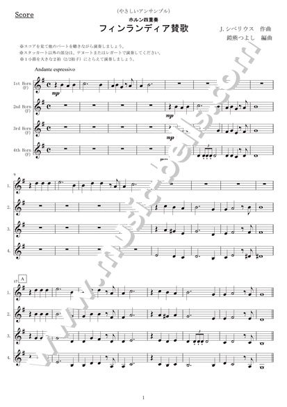 フィンランディア オーケストラパート譜 スコア - 楽譜/スコア
