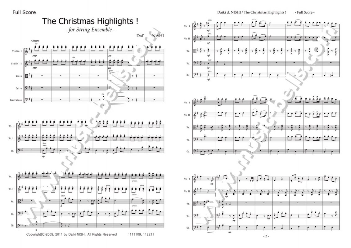 クリスマス・ハイライト！」（クリスマスソングメドレー） 弦楽合奏 