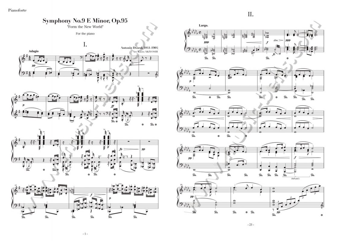 ドヴォルザーク　交響曲第9番「新世界より」全楽章　ピアノ独奏版（穐吉 馨編） - 楽譜出版社 《ミュージック・ベルズ》 Music Bells  Publishing