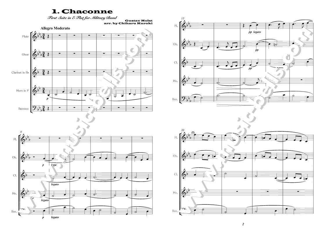 トップ G.ホルスト/第１組曲 吹奏楽楽譜(スコア、パート譜) 洋書 