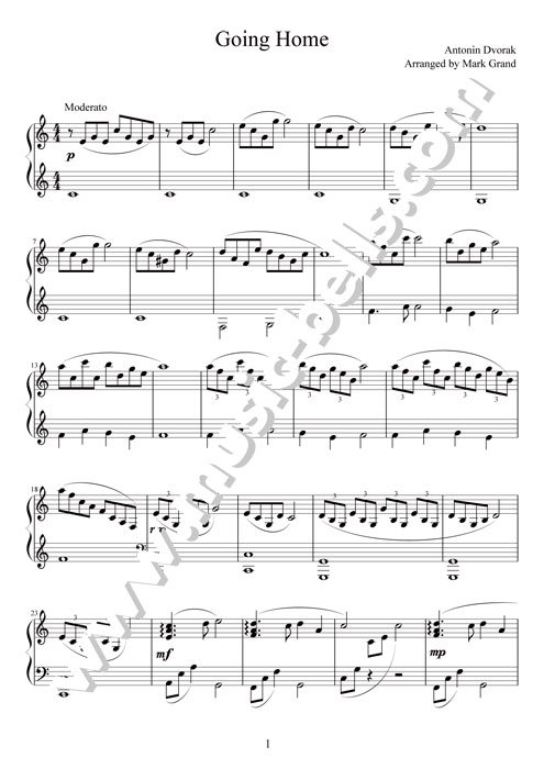 ドヴォルザーク　交響曲第9番「新世界より」第２楽章　初心者向けピアノソロアレンジ（Mark Grand編） - 楽譜出版社 《ミュージック・ベルズ》  Music Bells Publishing