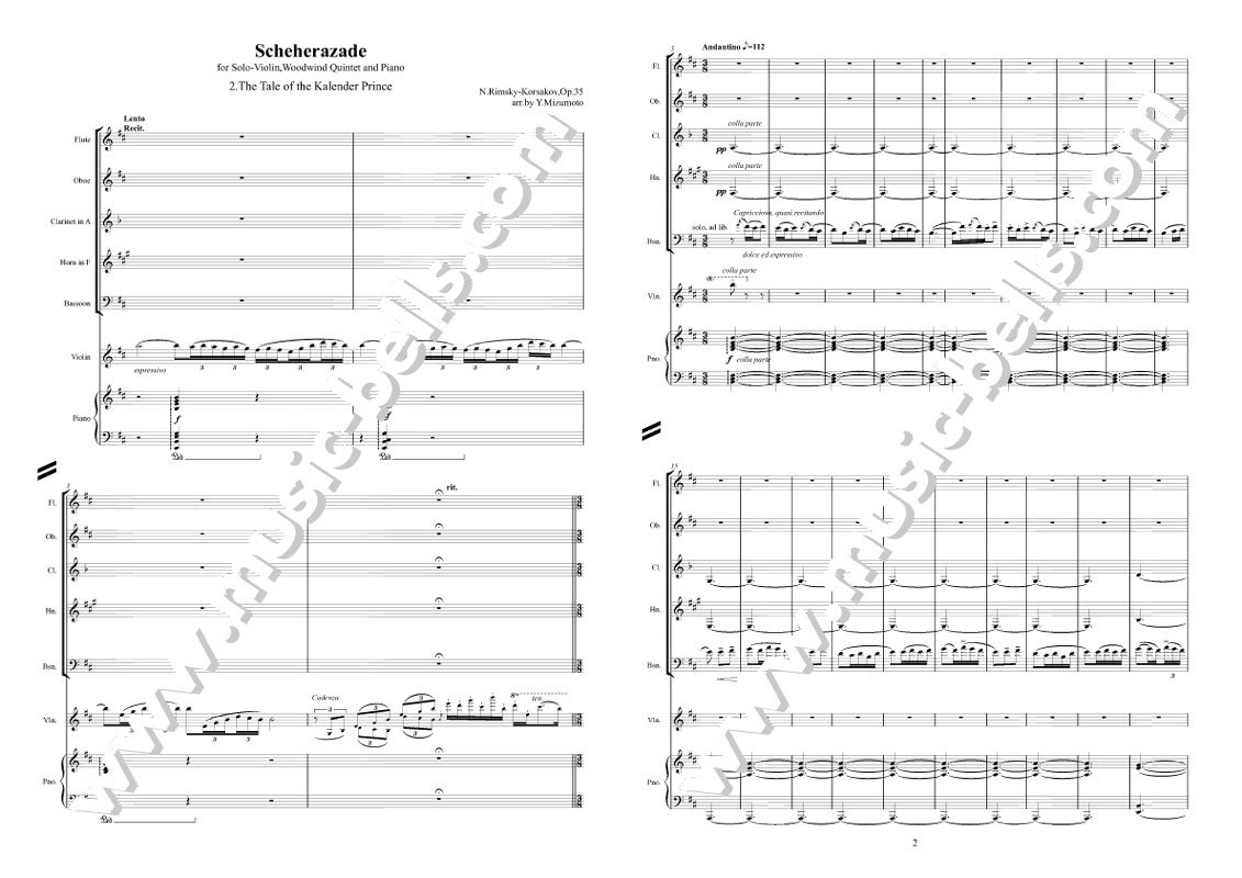 吹奏楽譜【小編成】【GMS-1178】交響組曲「シェエラザード」 II 