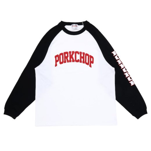 PORKCHOP COLLEGE RAGLAN L/S TEE<img class='new_mark_img2' src='https://img.shop-pro.jp/img/new/icons50.gif' style='border:none;display:inline;margin:0px;padding:0px;width:auto;' />