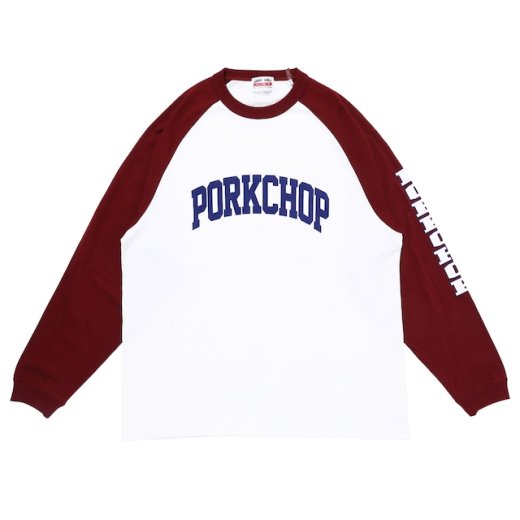 PORKCHOP COLLEGE RAGLAN L/S TEE<img class='new_mark_img2' src='https://img.shop-pro.jp/img/new/icons50.gif' style='border:none;display:inline;margin:0px;padding:0px;width:auto;' />