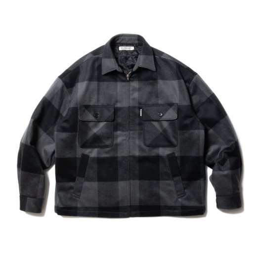 COOTIE Buffalo Check Wool Zip Up CPO Jacket CTE-223A214 BlackxGray