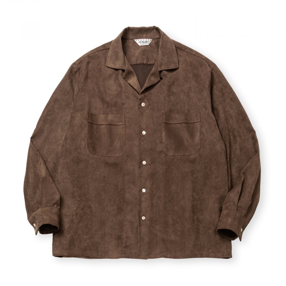 CALEE Faux Suede Shirt<img class='new_mark_img2' src='https://img.shop-pro.jp/img/new/icons50.gif' style='border:none;display:inline;margin:0px;padding:0px;width:auto;' />