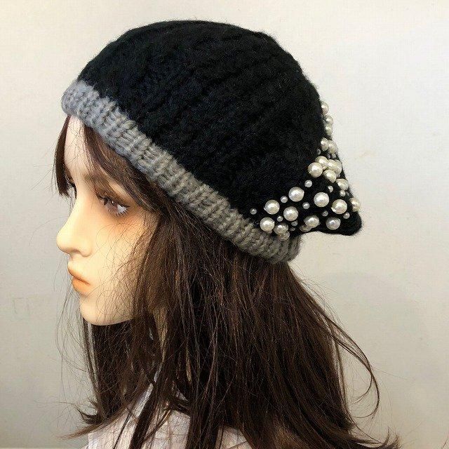 ニットベレー帽 ランダムパールニットベレー|秋冬帽子 - 新潟の帽子専門店「帽子