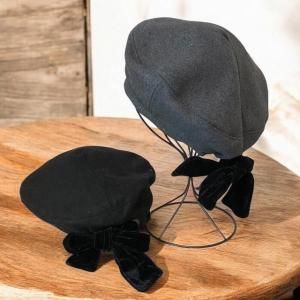 <img class='new_mark_img1' src='https://img.shop-pro.jp/img/new/icons13.gif' style='border:none;display:inline;margin:0px;padding:0px;width:auto;' />ȥ ٥ܥդ եåȥȥåץ٥졼MELTON VELOUR RIBBON FLAT TOP BERET