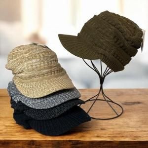 <img class='new_mark_img1' src='https://img.shop-pro.jp/img/new/icons2.gif' style='border:none;display:inline;margin:0px;padding:0px;width:auto;' />ファーライナー ボーダー編み つば付きニット帽 FUR LINNER SIDE RIB KNIT VISOR WATCH 極暖!真冬もあったか♪