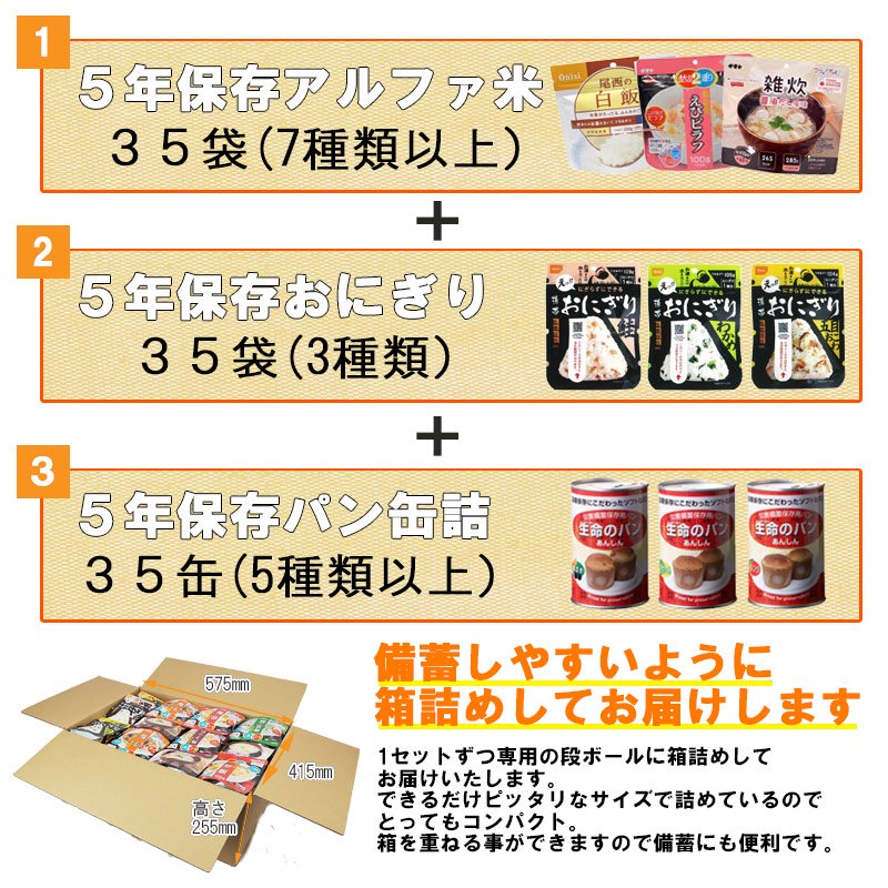 5人用/7日分(105食) 非常食セット アルファ米/パンの缶詰 - 【公式通販】消防グッズ通販の【消防ユニフォーム】