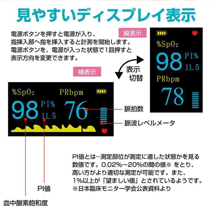 血中酸素濃度計 測定器【日本語説明書付き 保証書付】 - 【公式通販】消防グッズ通販の【消防ユニフォーム】