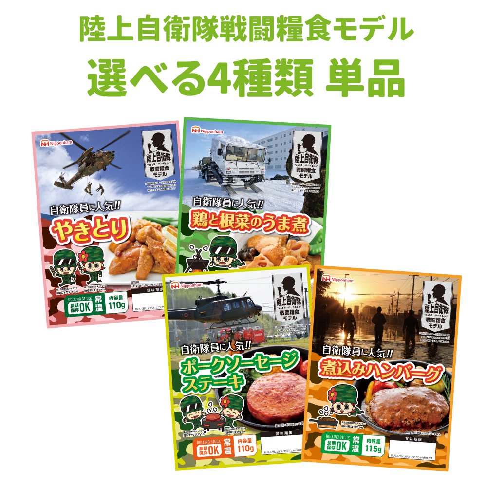 陸上自衛隊戦闘糧食モデル 選べる4種類　保存食　(製造から5年6か月)【画像1】