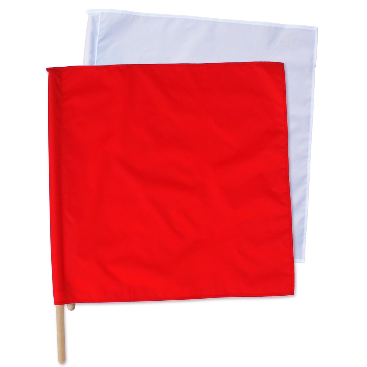 紅白手旗(旗棒付）大　50×50cm【画像1】