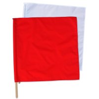 旗・式典・儀礼用品 紅白手旗(旗棒付）大　50×50cm