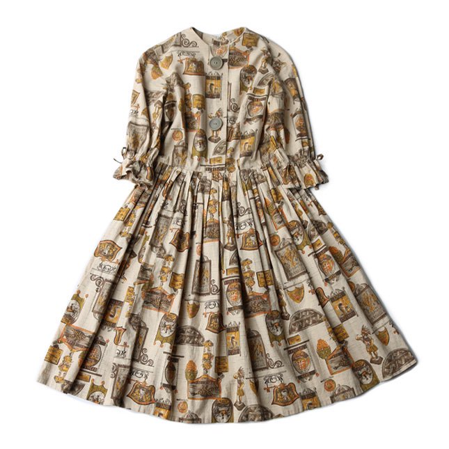 <img class='new_mark_img1' src='https://img.shop-pro.jp/img/new/icons14.gif' style='border:none;display:inline;margin:0px;padding:0px;width:auto;' />50-60s PUFF SLEEVE RIBBON DRESS
