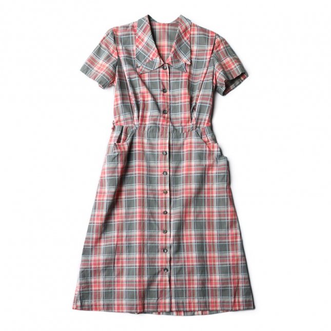 40-50s DOUBLE COLOUR CHECK DRESS