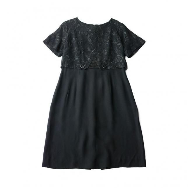 <img class='new_mark_img1' src='https://img.shop-pro.jp/img/new/icons14.gif' style='border:none;display:inline;margin:0px;padding:0px;width:auto;' />60s BLACK GLOWING TOPS DRESS ABOUT M