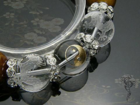 陰陽師 九字ブレスレット 太極図×龍彫水晶+臨兵闘者皆陣列在前