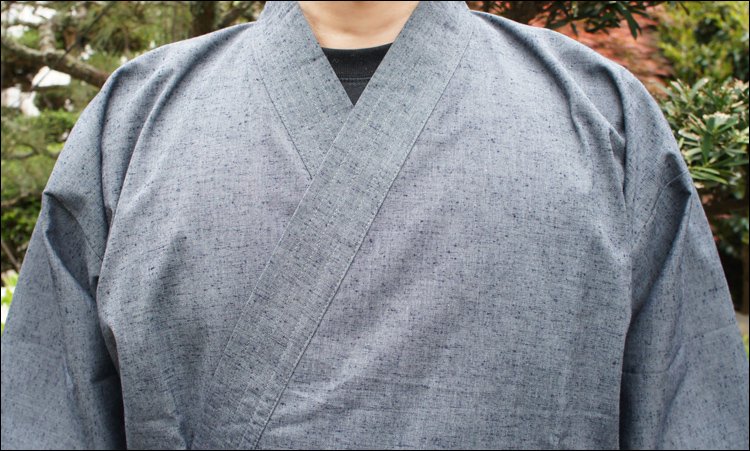 久留米織り作務衣のグレー
