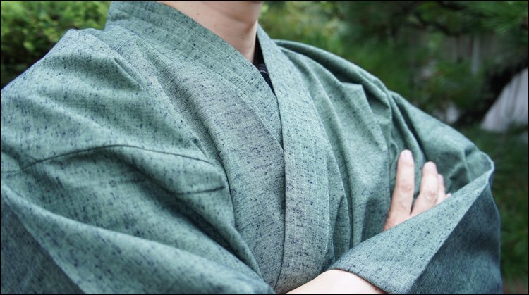 作務衣（さむえ）久留米織 緑(グリーン) 綿100％ 男性用 - 作務衣 