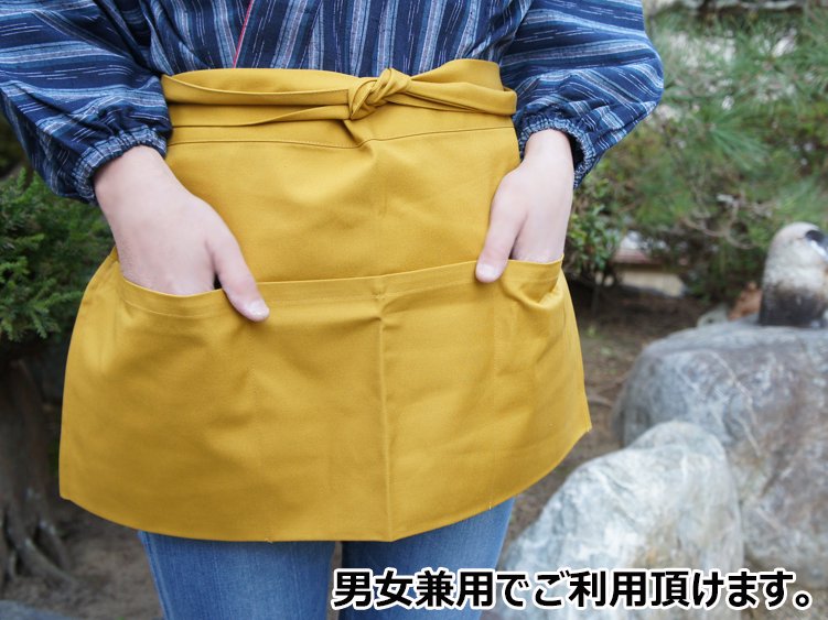 腰下ショート丈 和風エプロン 綿100% 日本製 - 作務衣オンライン通販