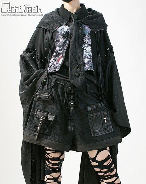 希少 QutieFrash ミリタリーロングベスト ブラック Mサイズ 希少