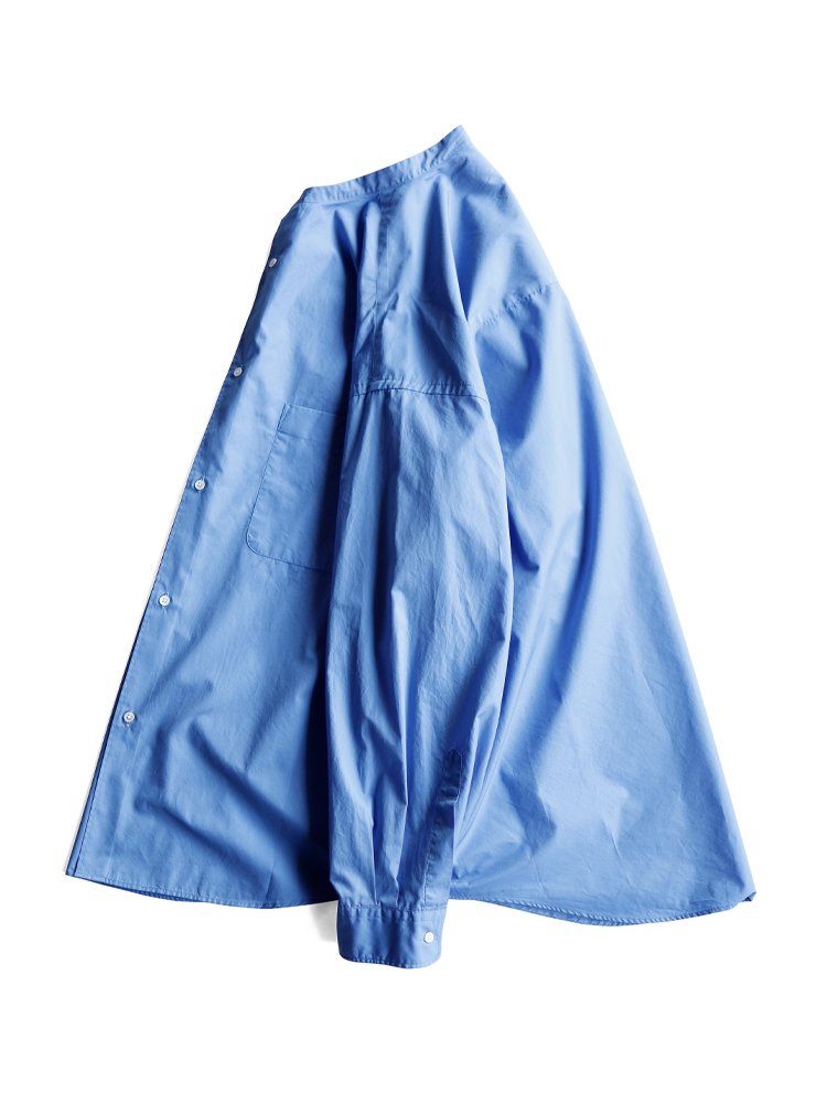 Graphpaper】BROAD OVERSIZE L/S BAND COLLAR SHIRT (BLUE) - TROUPE 