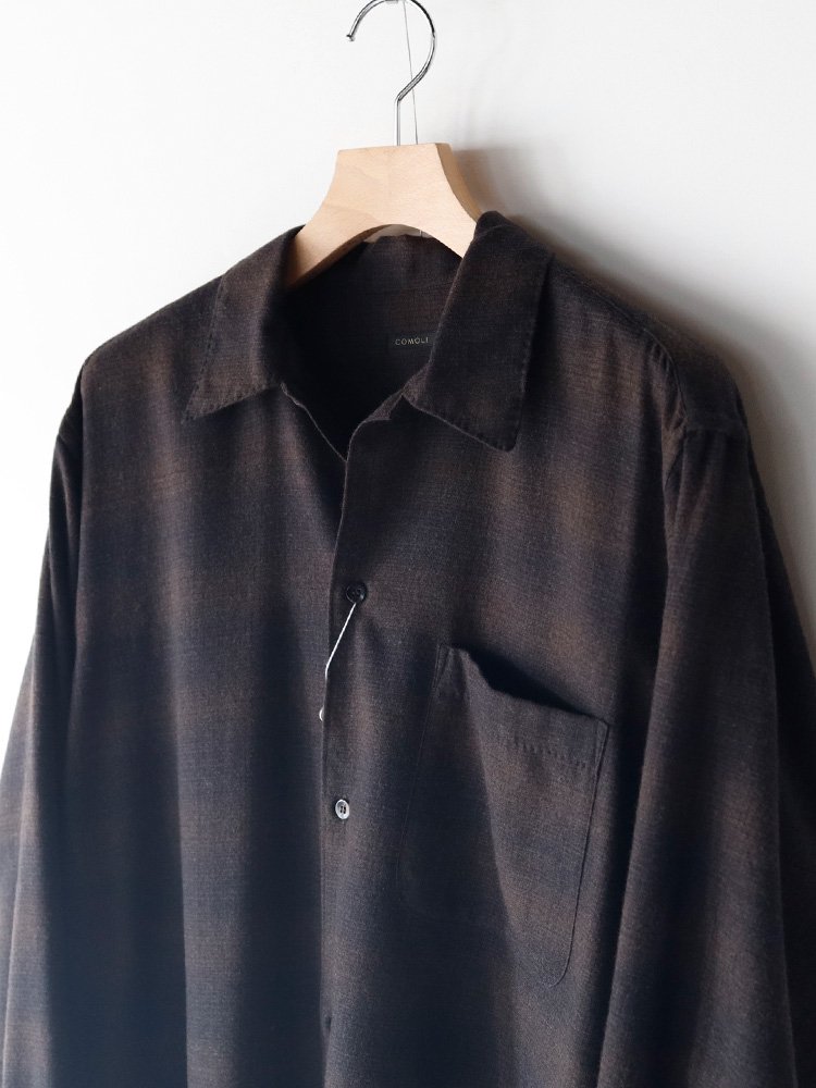 COMOLI / ウールチェックオープンカラーシャツ (BROWN) - TROUPE ONLINE SHOP - COMOLI AURALEE  Graphpaper NEAT Hender Scheme 通販