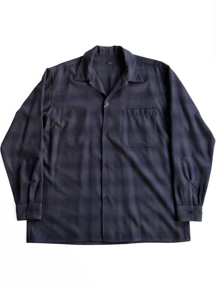 【COMOLI】ウールチェックオープンカラーシャツ (NAVY) - TROUPE ONLINE SHOP - COMOLI AURALEE  Graphpaper NEAT Hender Scheme 通販