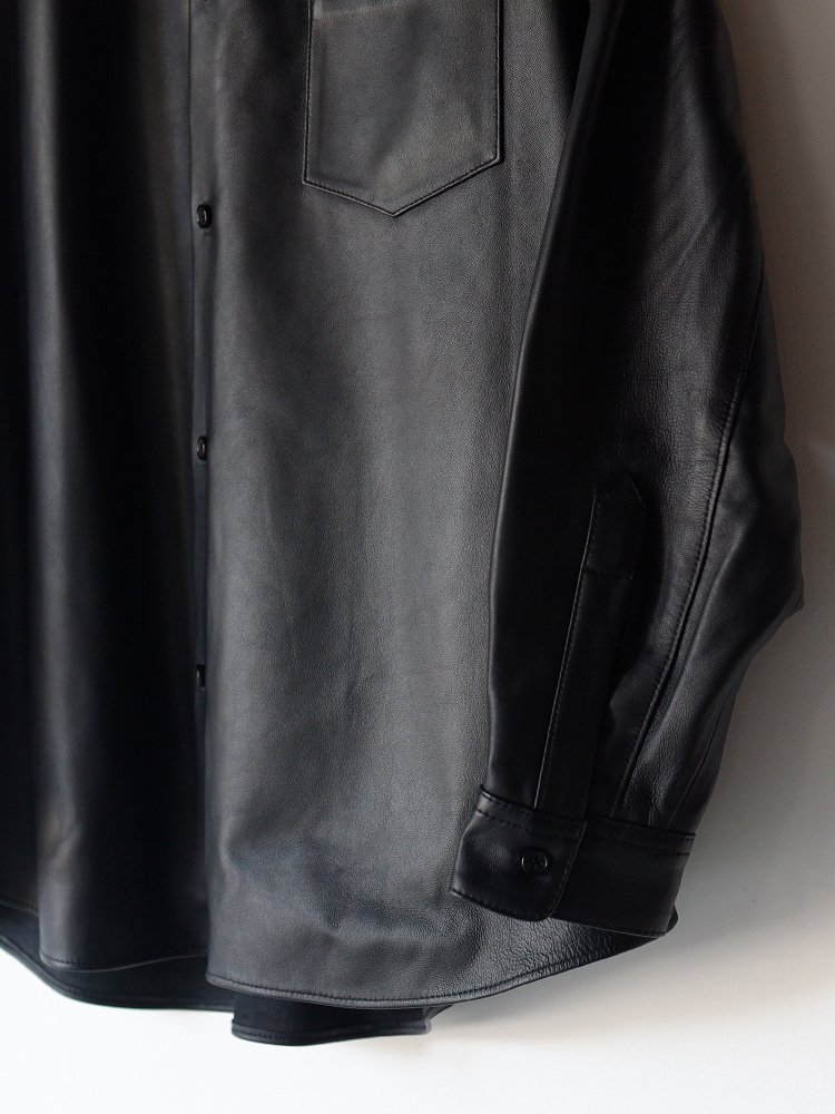 Graphpaper】SHEEP LEATHER OVERSIZED SHIRT (BLACK) - TROUPE ONLINE