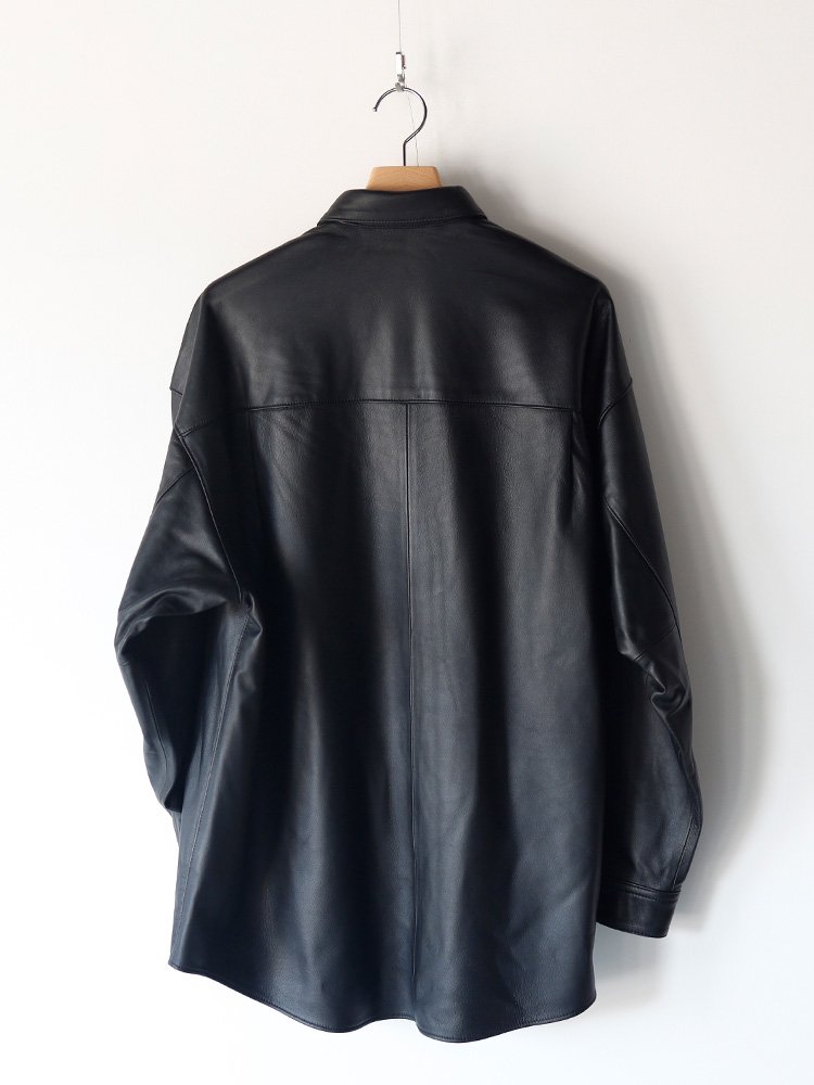 【Graphpaper】SHEEP LEATHER OVERSIZED SHIRT (BLACK