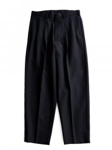 HEUGN / "GEORGE" 2-PLEATS WIDE TROUSERS (BLACK)