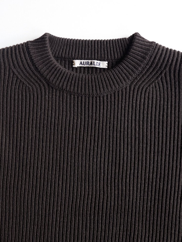 AURALEE women's / FRENCH MERINO RIB KNIT P/O (DARK BROWN) - TROUPE